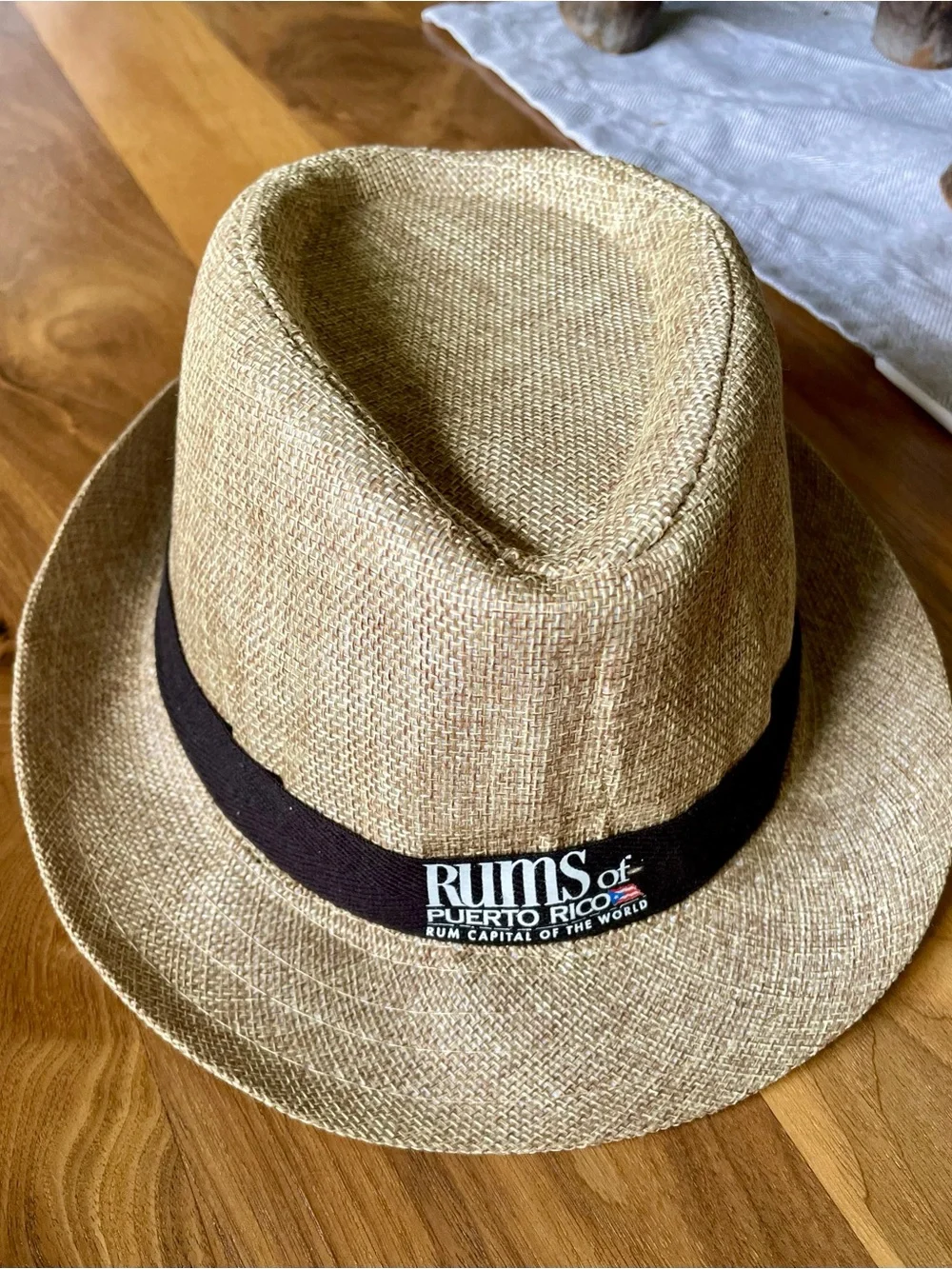 Rums of Puerto Rico Straw Fedora Hat - Natural with Black Band